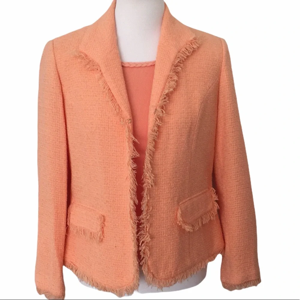 Vintage Sag Harbor Textured Blazer & Shell Set - Coral Size 10